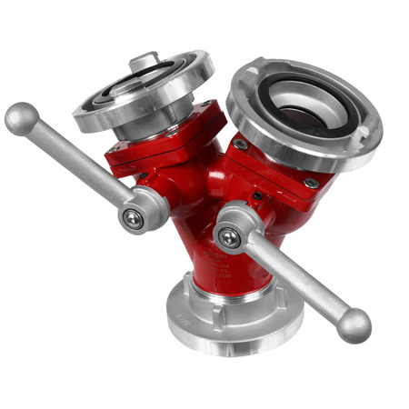 Rozdzielacz strażacki 75mm/2x52mm z zaworami kulowymi