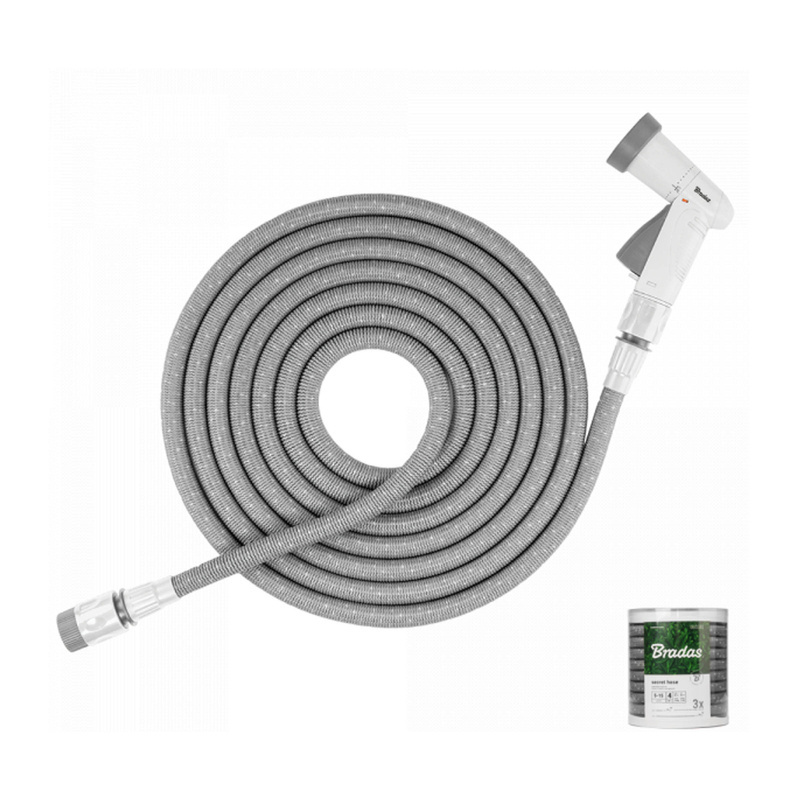 Komplet zraszający (wąż + końcówki) SECRET HOSE 5m-15m (szary)