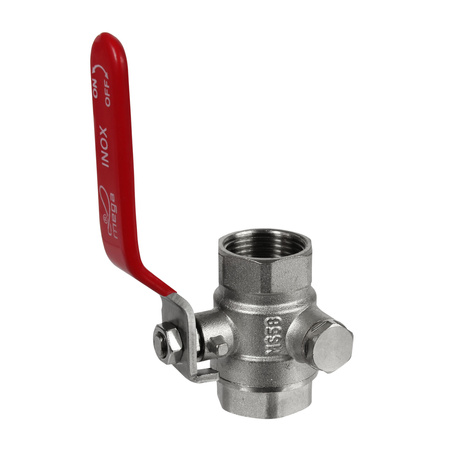 Zawór kulowy mosiężny z odwodnieniem HYDRO-S 3/4" GWxGW 25bar, z rączką