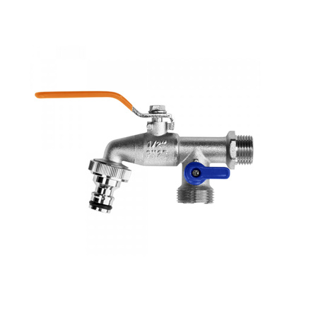 Zawór kulowy mosiężny niklowany 3/4" GZ x 1" GZ x 1" kranik Bradas