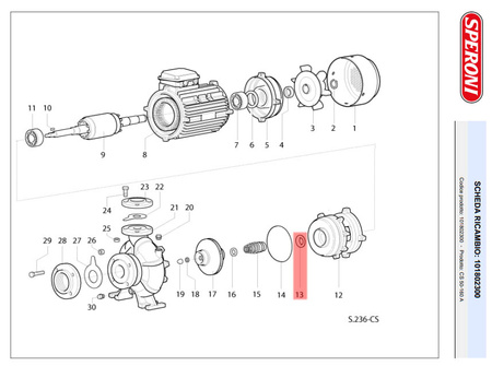 Pierścień ociekowy - uszczelnienie (nr 13) do pompy CS 50 / 65 -160A Speroni