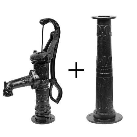 Pompa ręczna Abisynka czarna ozdobna + podstawa