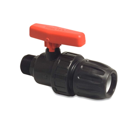 Zawór kulowy PE zaciskowy 32mm x 1" GZ PN10