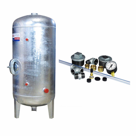 Zbiornik ocynkowany 200L 6BAR pionowy + osprzęt Wimest