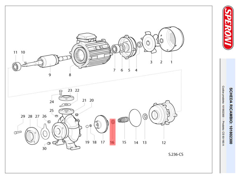 Podkładka Spacer (nr 16) do pompy CS 50 / 65 -160A Speroni