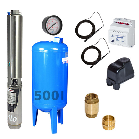 Zestaw pompa głębinowa WILO TWU 4-0414-C + zbiornik 500L + suchobieg (szyna)
