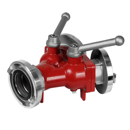 Rozdzielacz strażacki 75mm/2x52mm z zaworami kulowymi