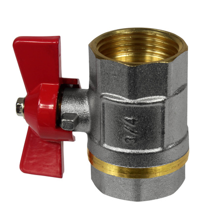 Zawór kulowy mosiężny 3/4" GW x GW z motylkiem (2001) AQUART