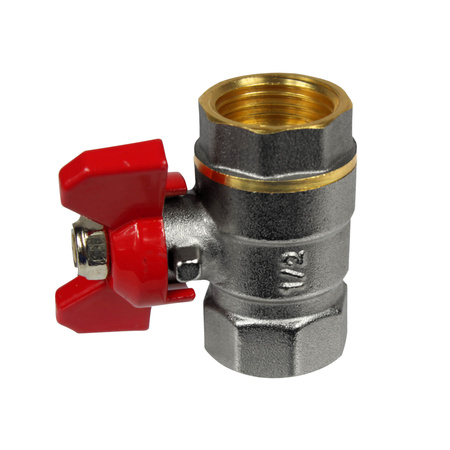 Zawór kulowy mosiężny 1/2" GW x GW z motylkiem (2001) AQUART