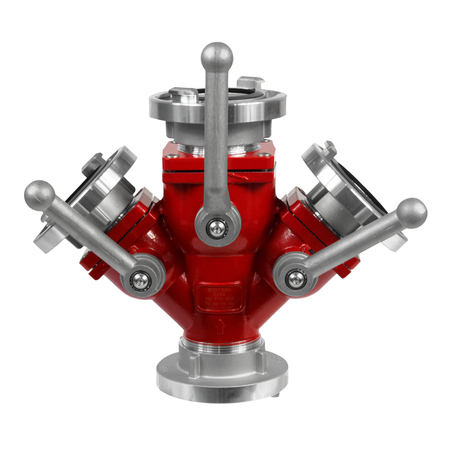 Rozdzielacz strażacki 75mm/3x75mm z zaworami kulowymi