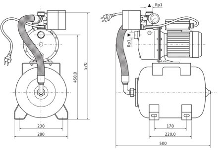 Zestaw hydroforowy Wilo-Jet HWJ 203 EM /20L